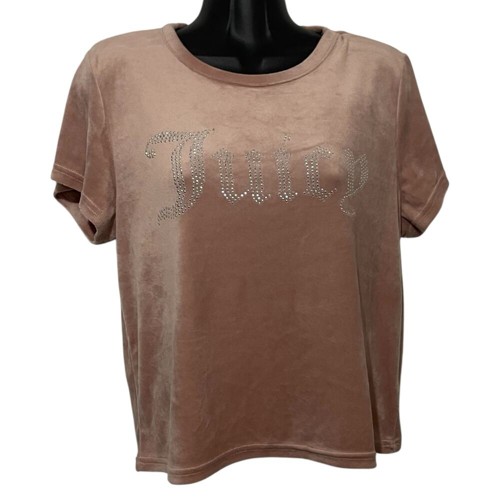 Juicy Couture Womens Size XL Dusty Pink Juicy Bling Velour Pajama Sleep Top